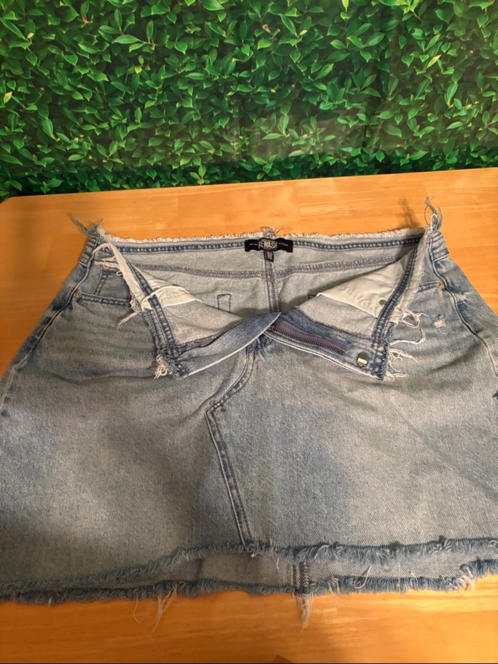 Rewash Light Blue Frayed Hem Denim Skirt